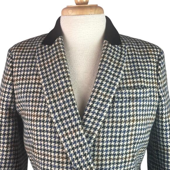 J Crew Dover Houndstooth Blazer Womens 8 Wool Academia Preppy Double Breasted - Picture 3 of 13